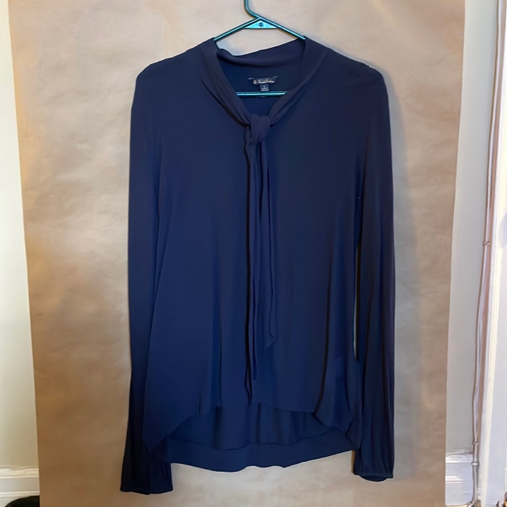 Brooks Brothers tie front blouse, navy size L